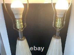 Nice Pair Of MID Century / Vintage Murano Glass Lamps With Metal Accent Bases