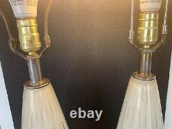 Nice Pair Of MID Century / Vintage Murano Glass Lamps With Metal Accent Bases