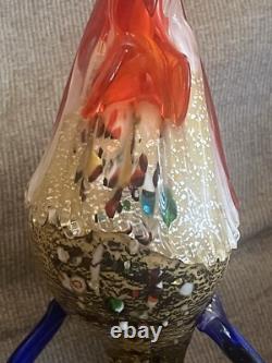 Nice Vintage Murano Glass Rooster Confetti Art Glass Figurine Italy MCM