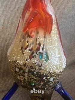 Nice Vintage Murano Glass Rooster Confetti Art Glass Figurine Italy MCM
