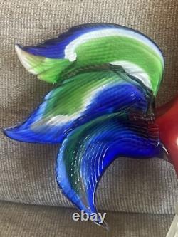 Nice Vintage Murano Glass Rooster Confetti Art Glass Figurine Italy MCM