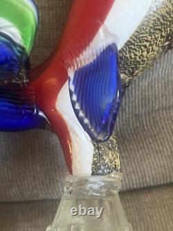 Nice Vintage Murano Glass Rooster Confetti Art Glass Figurine Italy MCM