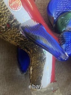Nice Vintage Murano Glass Rooster Confetti Art Glass Figurine Italy MCM