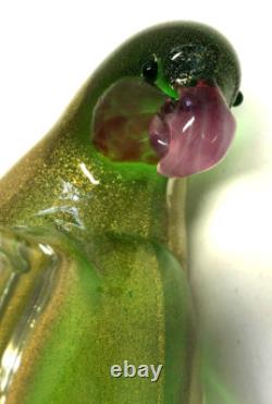 OLD Antique Statue Glass Vintage Murano Art Glass Parrot Green Tall Bird 9 3/4