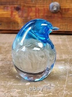 Oggetti Murano Art Glass Penguin Bird Figurine Blue Ombre Signed Vintage AWESOME