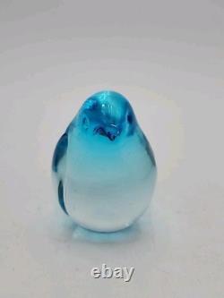 Oggetti Murano Art Glass Penguin Bird Figurine Blue Ombre Signed Vintage AWESOME