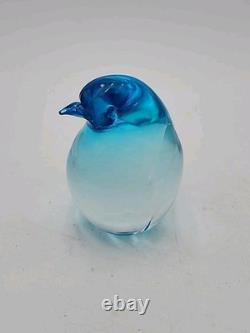 Oggetti Murano Art Glass Penguin Bird Figurine Blue Ombre Signed Vintage AWESOME