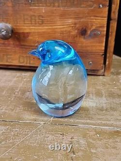Oggetti Murano Art Glass Penguin Bird Figurine Blue Ombre Signed Vintage AWESOME