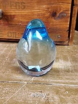 Oggetti Murano Art Glass Penguin Bird Figurine Blue Ombre Signed Vintage AWESOME