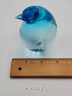 Oggetti Murano Art Glass Penguin Bird Figurine Blue Ombre Signed Vintage AWESOME