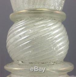 Original VENETIAN Vintage MURANO Swirled Hand Blown GLASS LAMP Silver Flakes 50s