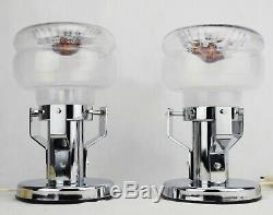 PAIR MURANO GLASS MAZZEGA LAMPS Vintage Brutalist Modern FASE LIGHT TABLE Lamp