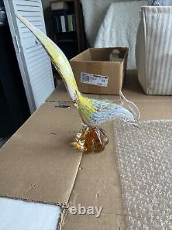 PAIR of Vintage Murano Glass Style Road Runner/Pheasant Bird Figurines 12.0