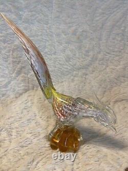 PAIR of Vintage Murano Glass Style Road Runner/Pheasant Bird Figurines 12.0