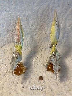 PAIR of Vintage Murano Glass Style Road Runner/Pheasant Bird Figurines 12.0