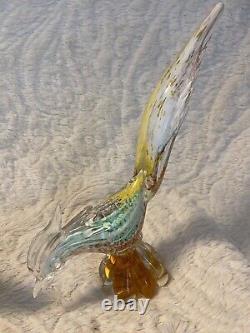 PAIR of Vintage Murano Glass Style Road Runner/Pheasant Bird Figurines 12.0