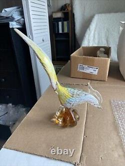 PAIR of Vintage Murano Glass Style Road Runner/Pheasant Bird Figurines 12.0