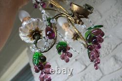 PAIR vintage 190 italian wall lights murano grape glass fruit drops sconces
