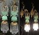 PR Vintage Sconce lamp Murano Jade Opaline Glass Bronze Brass tole crystal beads