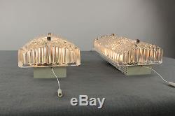Pair Murano Structured Glass Sconces Mirror Wall Lamps Mid Century Vintage