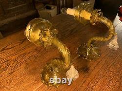 Pair Of Handmade Murano Glass Wall Sconces, Wall Lights Venetian Vintage