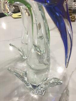 Pair Of Vintage Murano Glass Cockatoo Parrots By Archimede Seguso