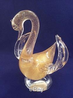 Pair Of Vintage Seguso Murano Glass Swans