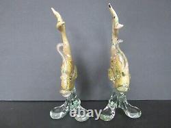 Pair Vintage Gold Murano Glass Tropical Fish Gold D8