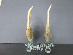 Pair Vintage Gold Murano Glass Tropical Fish Gold D8