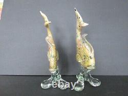 Pair Vintage Gold Murano Glass Tropical Fish Gold D8