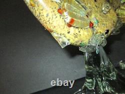 Pair Vintage Gold Murano Glass Tropical Fish Gold D8