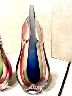 Pair Vintage MCM Seguso Sommerso Teardrop Sculptures