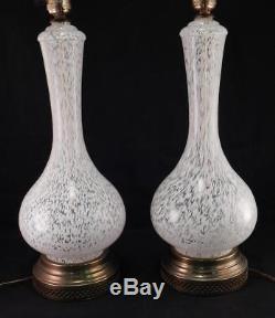 Pair Vintage Mid Century Modern Murano Art Glass LampsHollywood Regency
