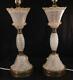 Pair Vintage Mid Century Modern Table Lamps Italian Murano Venetian Art Glass