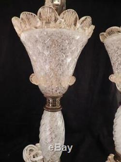 Pair Vintage Mid Century Modern Table Lamps Italian Murano Venetian Art Glass