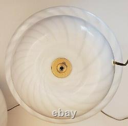 Pair Vintage Murano Art Glass Vetri Mashroom Lamps Swirl Pat. MID Century Modern