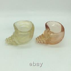 Pair of Archimede Seguso, Vintage Murano Ruby and Gold Fleck Glass Sea Shells