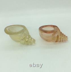 Pair of Archimede Seguso, Vintage Murano Ruby and Gold Fleck Glass Sea Shells