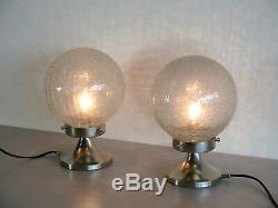 Pair of Italian vintage Mazzega Murano glass bedside lamps