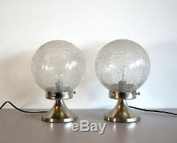 Pair of Italian vintage Mazzega Murano glass bedside lamps