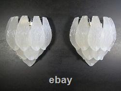 Pair of Italian vintage Murano glass wall sconces frosted glasses