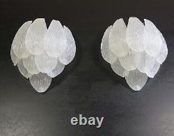 Pair of Italian vintage Murano glass wall sconces frosted glasses