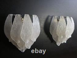 Pair of Italian vintage Murano glass wall sconces frosted glasses