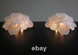 Pair of Italian vintage Murano glass wall sconces frosted glasses