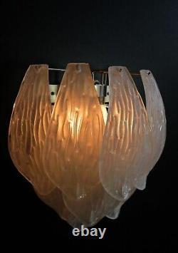 Pair of Italian vintage Murano glass wall sconces frosted glasses