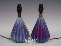 Pair of Murano vintage opalescent glass lamps