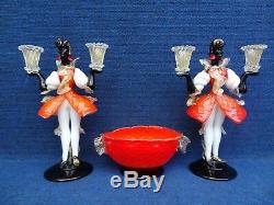 Pair of Venetian Murano Glass Blackamoors and a coupe in the same spirit Vintage