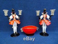 Pair of Venetian Murano Glass Blackamoors and a coupe in the same spirit Vintage