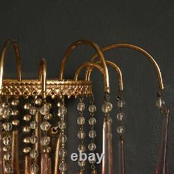 Pair of Vintage 1960's Pink Murano Glass Waterfall Sconces