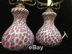 Pair of Vintage Fratelli Toso Murano Millefiori Italian Art Glass Lamp Bases